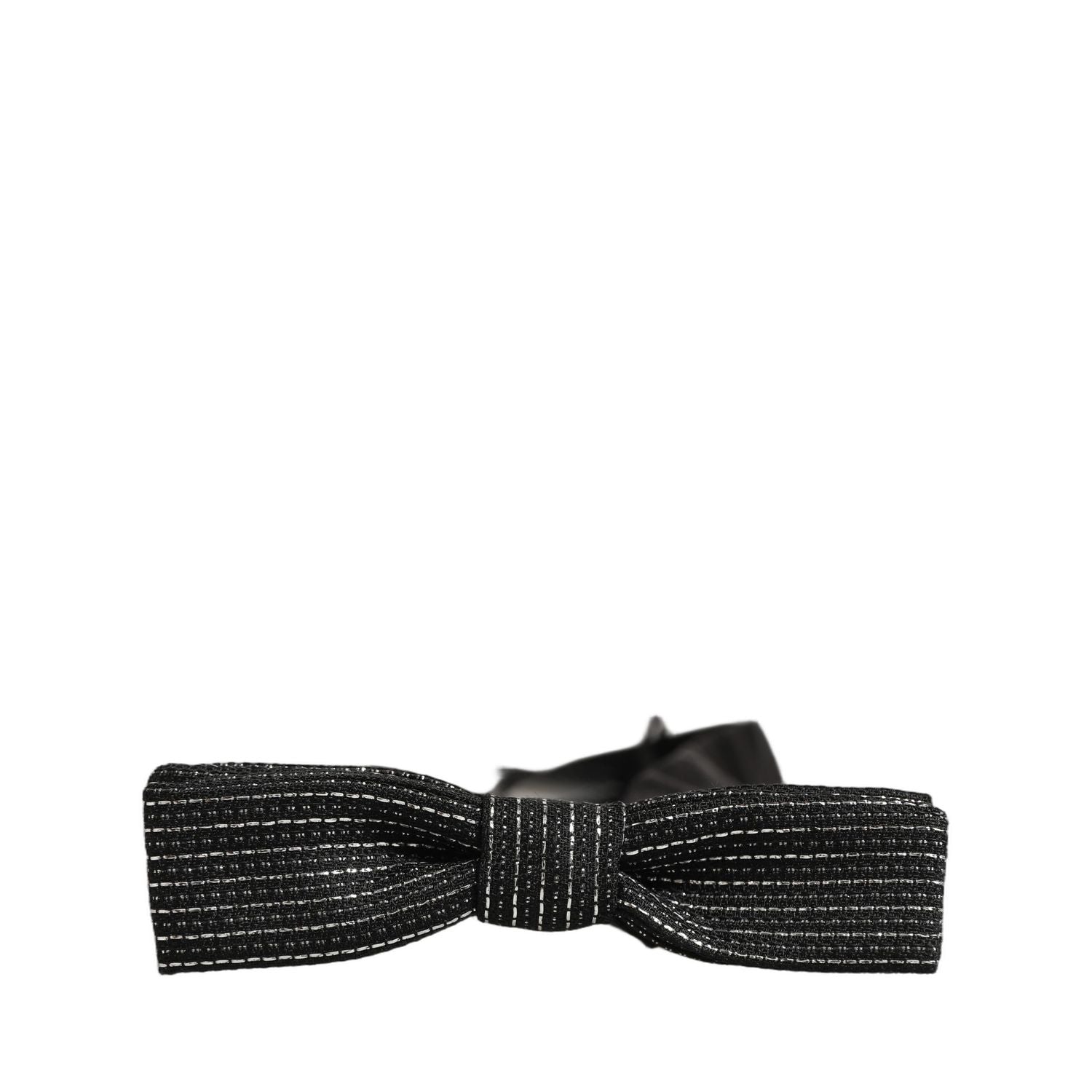 Dolce & Gabbana Men Dark Blue Silver Ribbed Adjustable Neck Papillon  Bow Tie