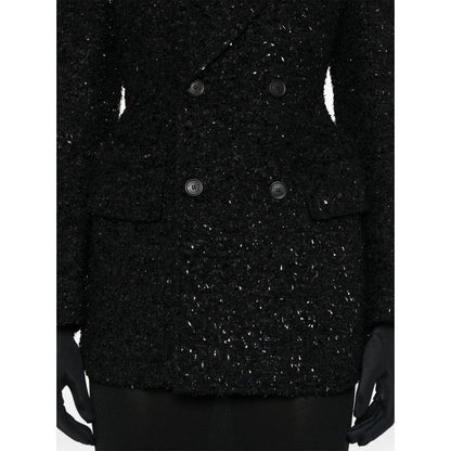 Balenciaga Hourglass tweed-texture padded-shoulder wool-blend blazer