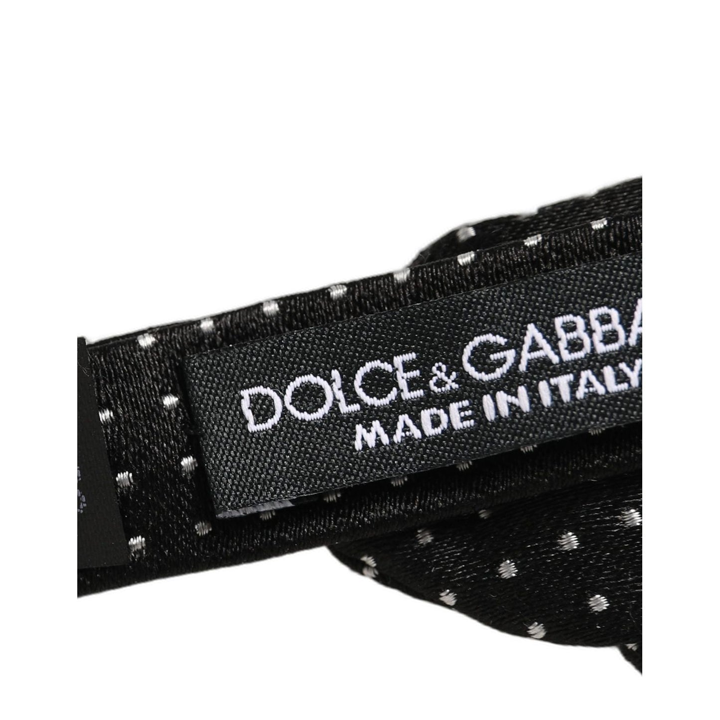 Dolce & Gabbana Black Dark Gray Polka Dot Adjustable Neck Papillon Bow Tie