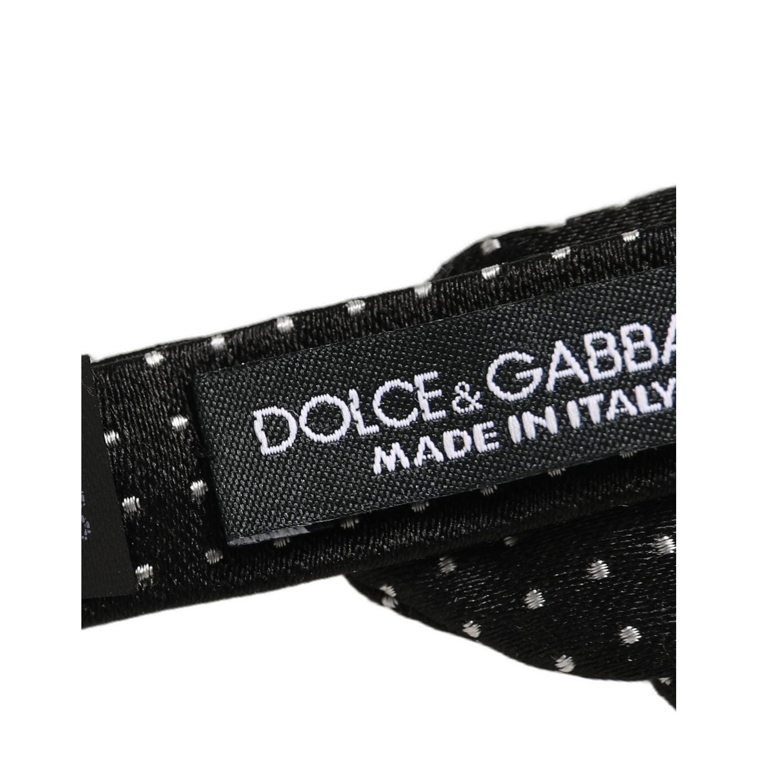 Dolce & Gabbana Black Dark Gray Polka Dot Adjustable Neck Papillon Bow Tie