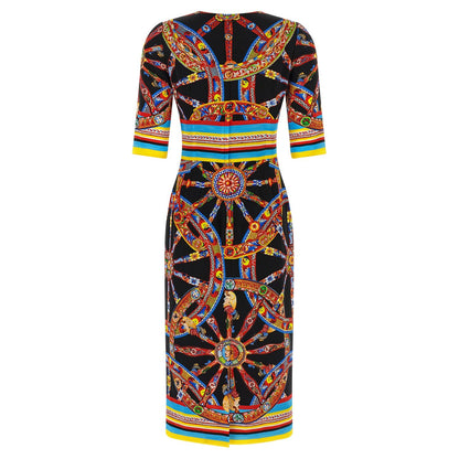 Dolce & Gabbana Multicolor Silk Midi Dress
