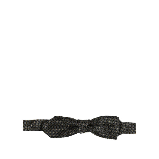 Dolce & Gabbana Men Black Dotted Silk Adjustable Neck Papillon Bow Tie