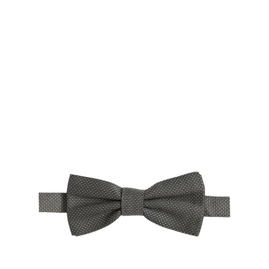 Dolce & Gabbana Men Gray Silk Patterned Adjustable Neck Papillon Bow Tie