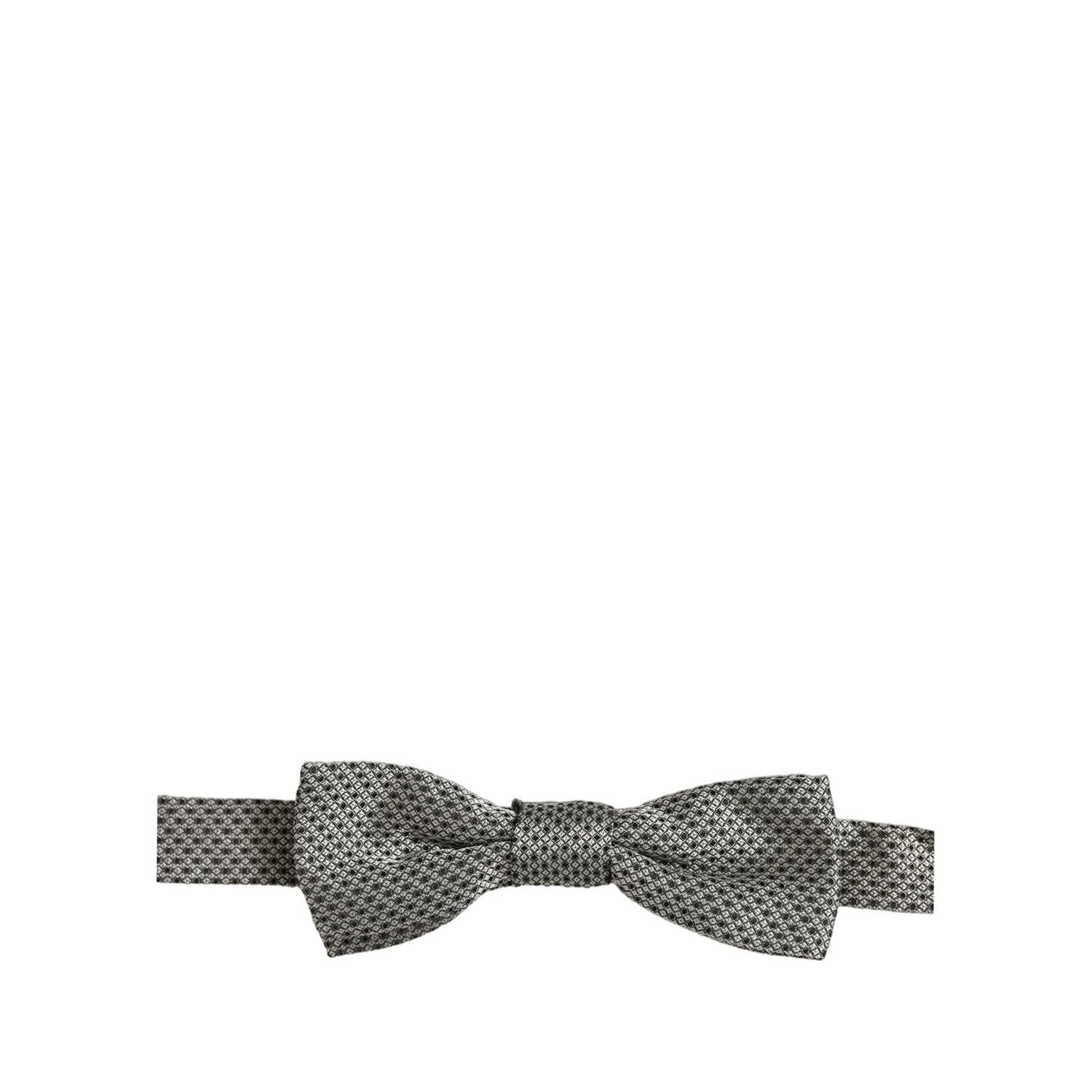 Dolce & Gabbana Men Gray Silk Patterned Adjustable Neck Papillon Bow Tie