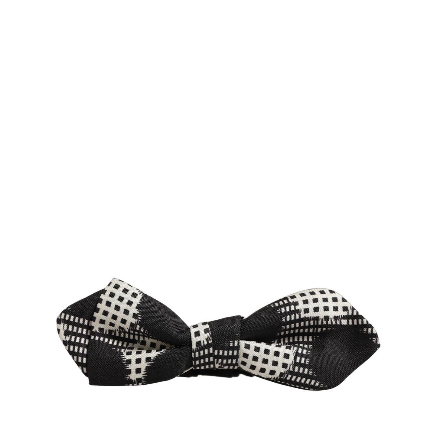 Dolce & Gabbana Dark Gray White Checkered Adjustable Neck Papillon Bow Tie