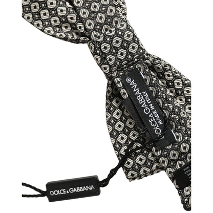 Dolce & Gabbana Men Gray Silk Patterned Adjustable Neck Papillon Bow Tie