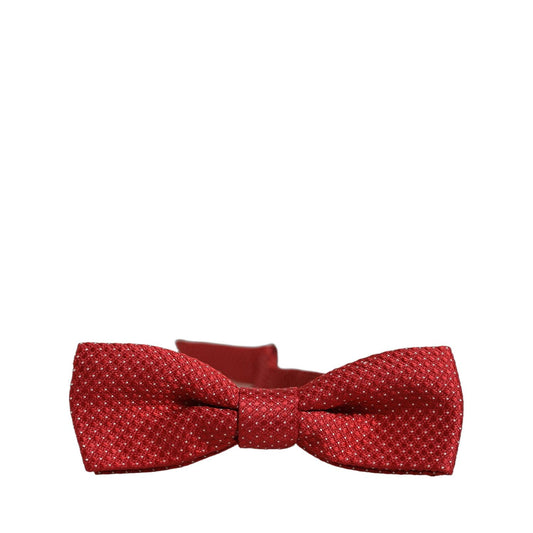 Dolce & Gabbana Men Red Polka Dot Silk Adjustable Neck Papillon Bow Tie