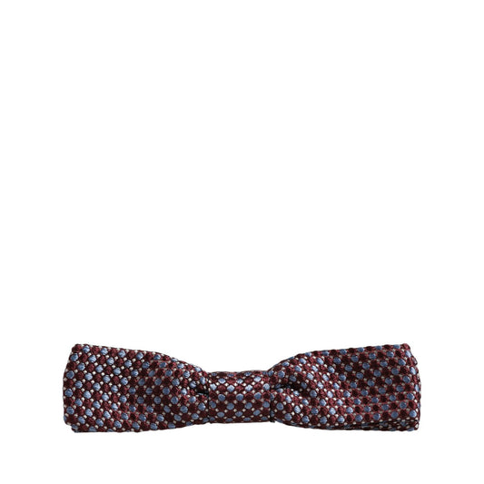 Dolce & Gabbana Blue Burgundy Woven Adjustable Neck Papillon Bow Tie