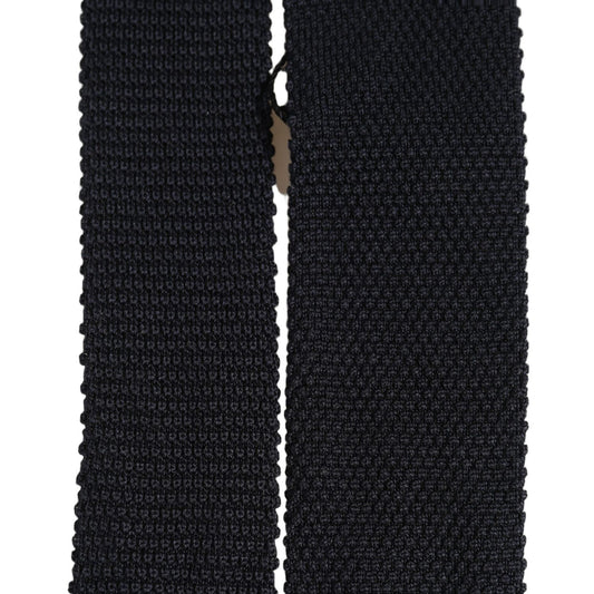 Dolce & Gabbana Men Black 100% Silk Adjustable Men Tied Necktie Tie