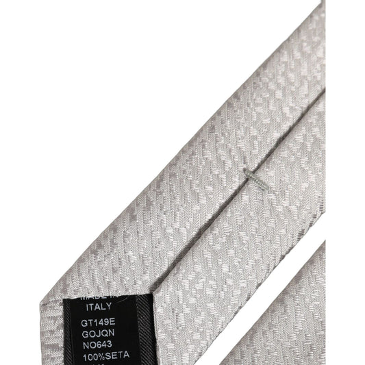 Dolce & Gabbana Men Gray 100% Silk Textured Adjustable Tied Necktie Tie