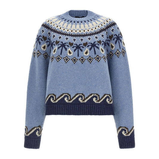 Alanui Blue Virgin Wool Cardigan