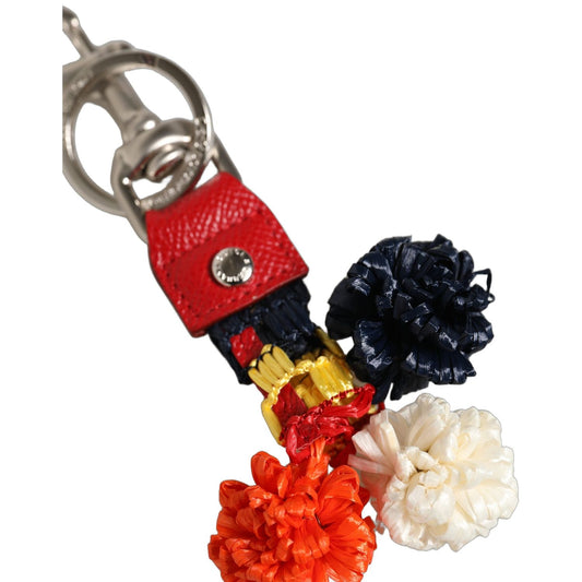 Dolce & Gabbana Raffia Leather Clasp Finder Chain Keyring Multicolor