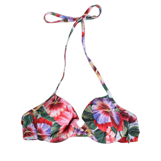 Dolce & Gabbana Top Multicolor Floral Print Beachwear Bikini