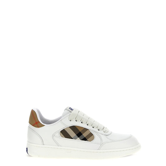 Burberry Beige Leather Low Top Sneakers