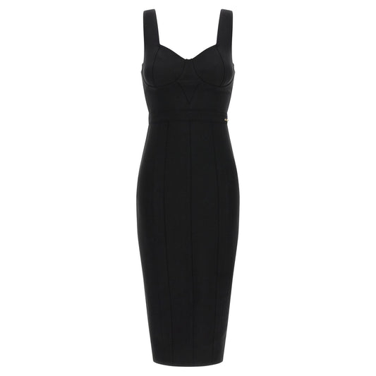 Elisabetta Franchi Black Polyamide Midi Dress