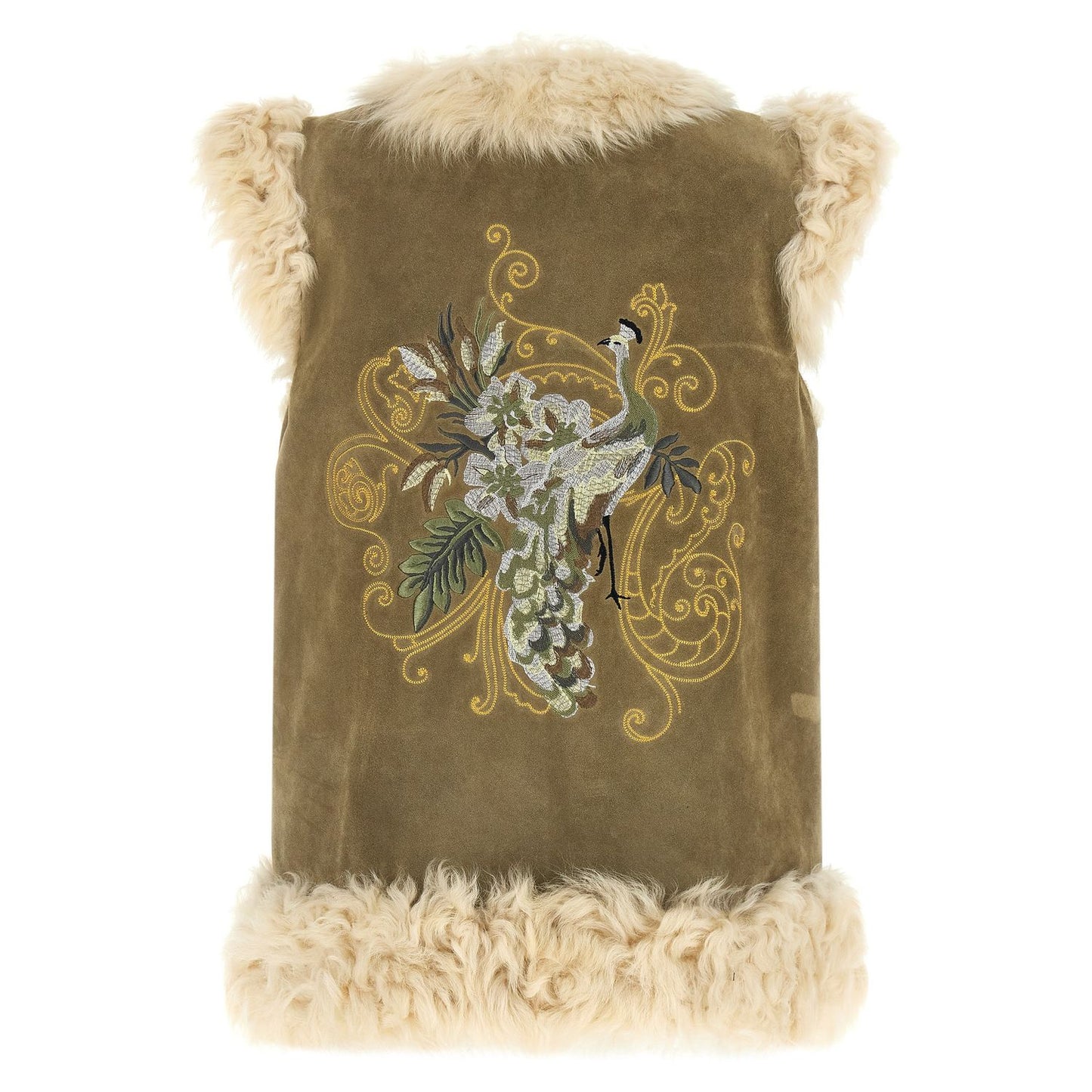 Etro Beige Lamb Fur Sleeveless Jacket