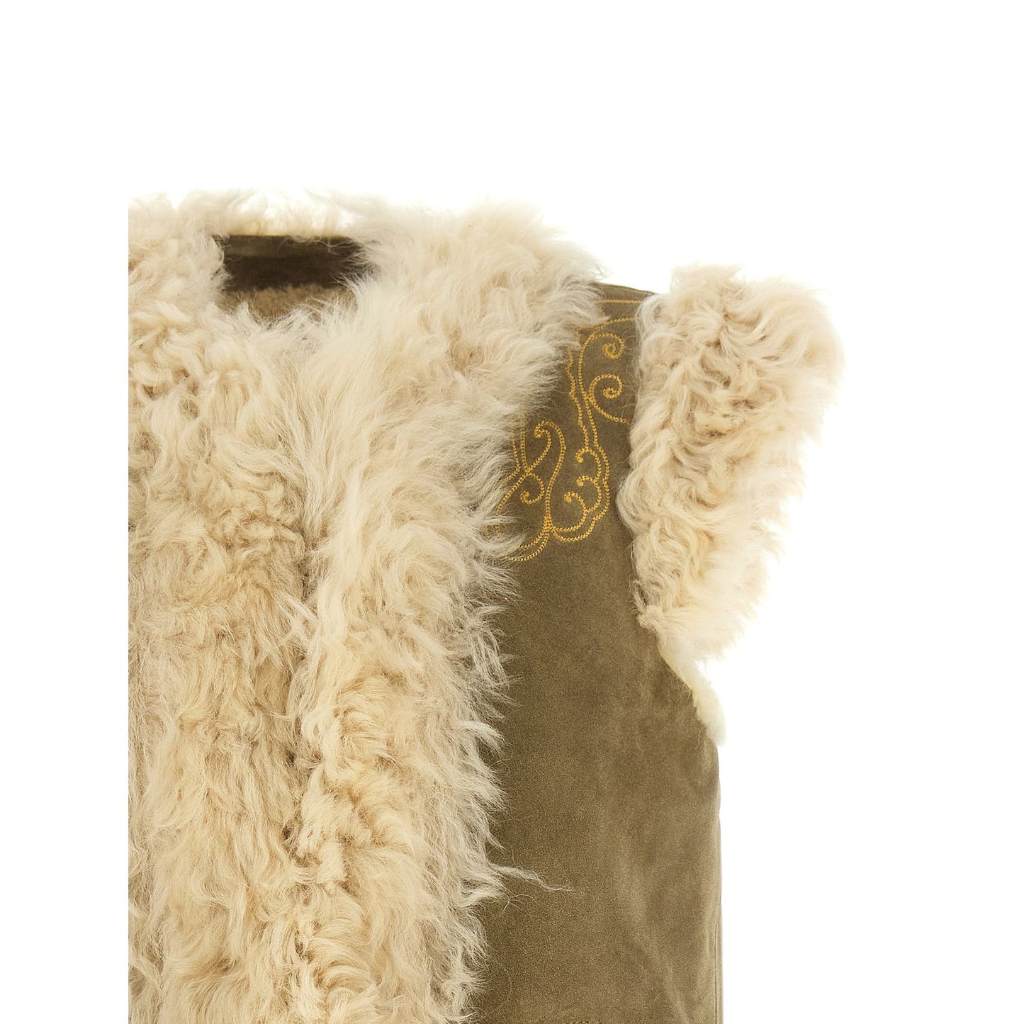 Etro Beige Lamb Fur Sleeveless Jacket