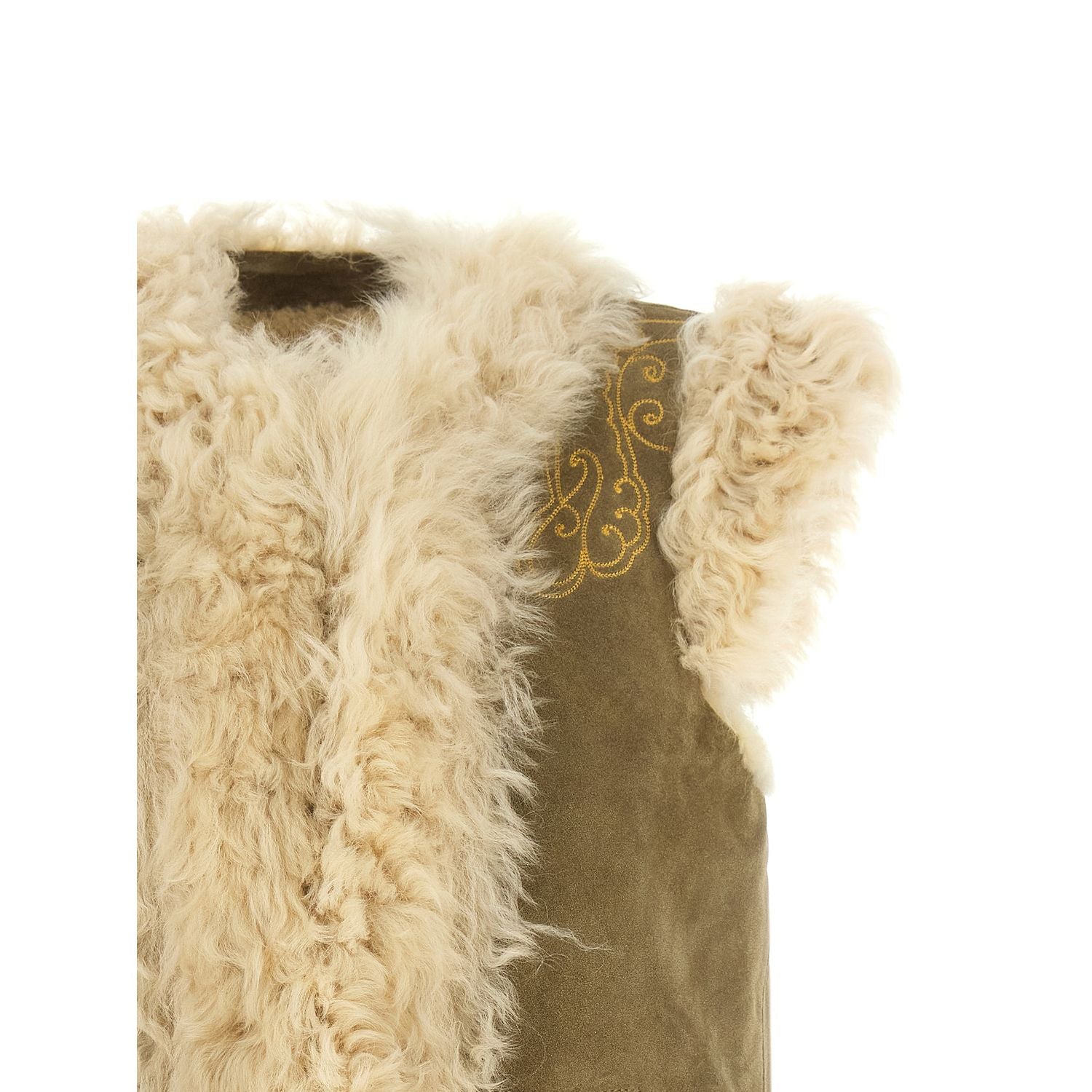 Etro Beige Lamb Fur Sleeveless Jacket