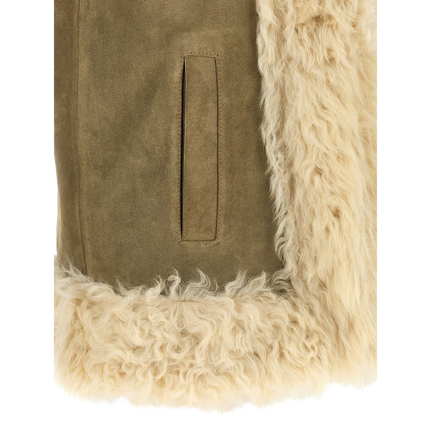 Etro Beige Lamb Fur Sleeveless Jacket
