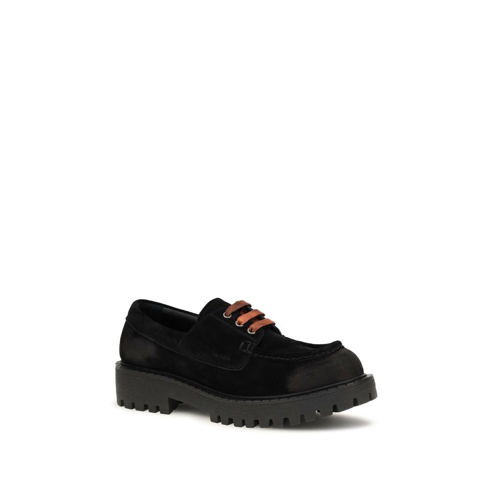 Prada Black Suede Leather Slip-On Loafers