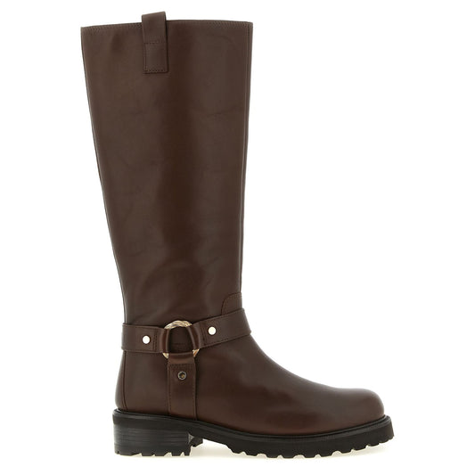 Twinset Brown Leather Over The Knee