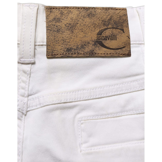 Just Cavalli White High Waist Wide Leg Denim Trouser Jeans