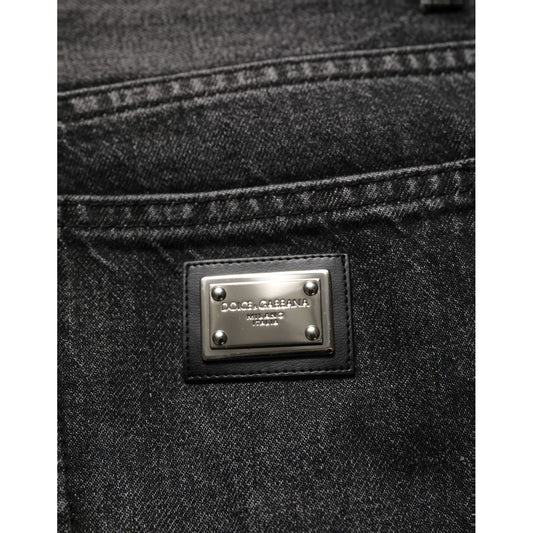 Dolce & Gabbana Black Cotton Stretch Straight Denim Jeans