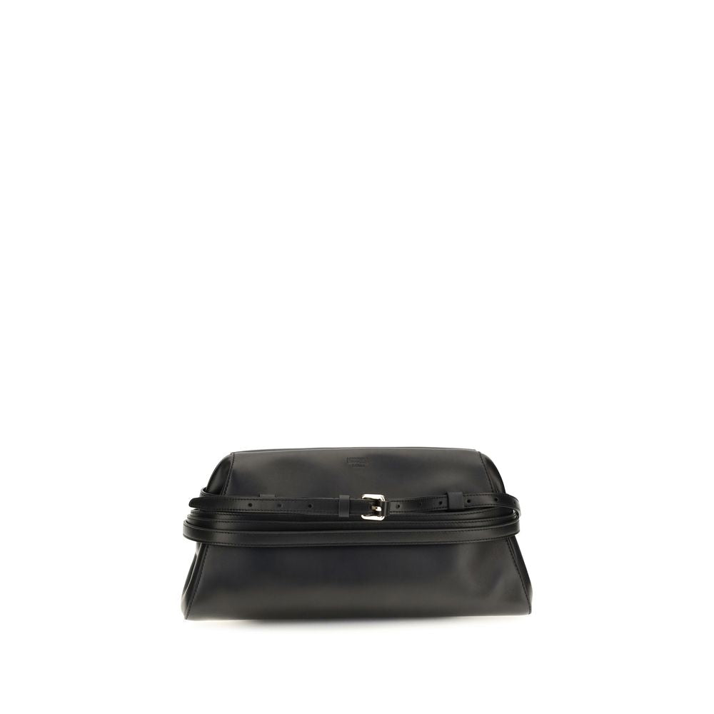 Moschino Black Goatskin Clutch Bag