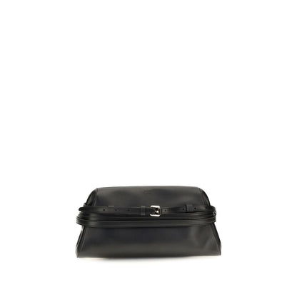 Moschino Black Goatskin Clutch Bag
