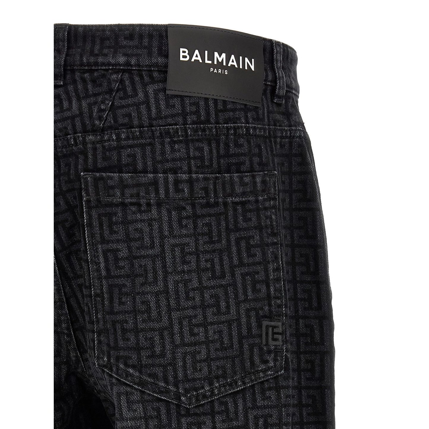 Balmain Black Cotton Straight-Leg Jeans