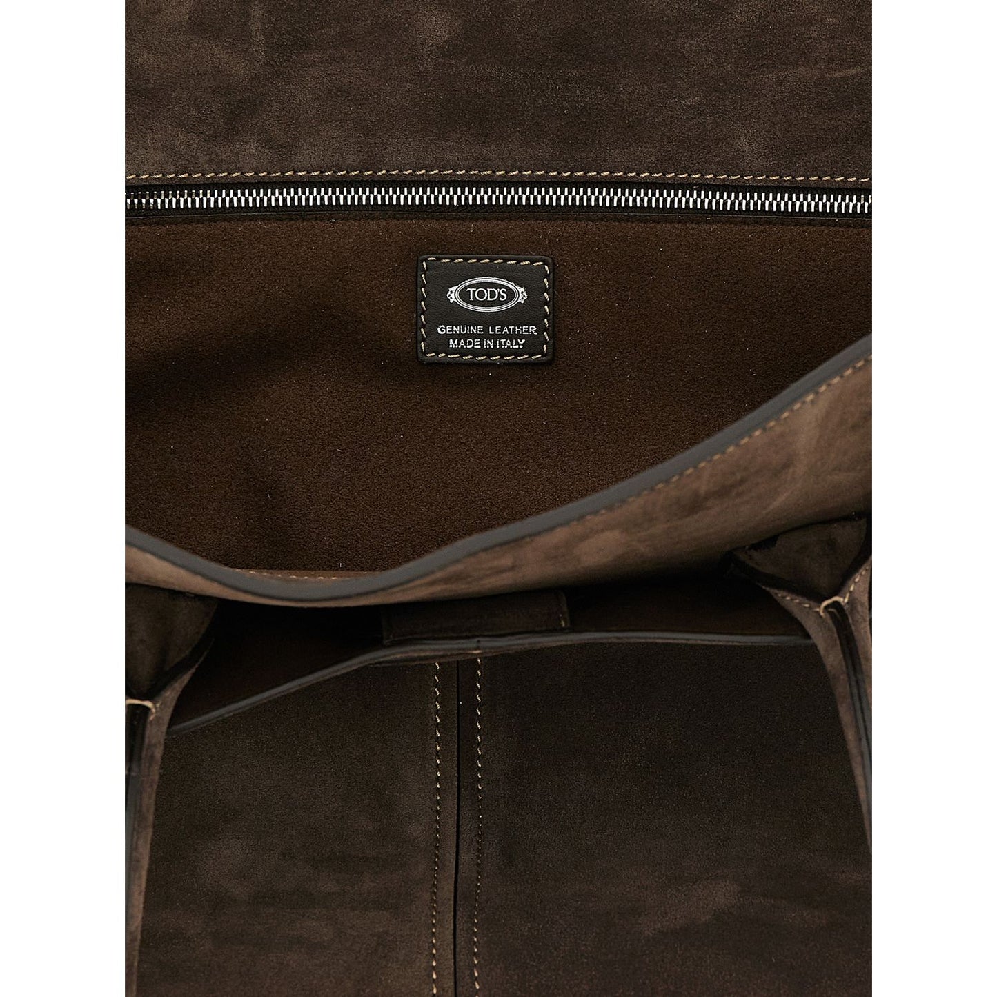 Tod's Brown Calfskin Suede Shopping Bag