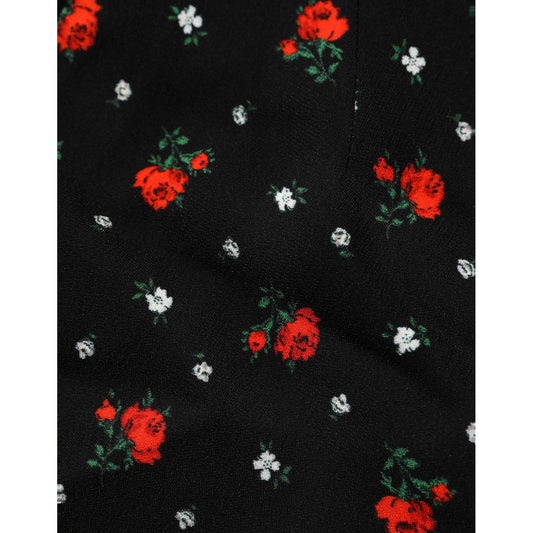 Dolce & Gabbana Black Floral High Rise Women Hot Pants Shorts