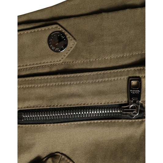 Dolce & Gabbana Green Cotton Mid Rise Cargo Hot Pants Shorts