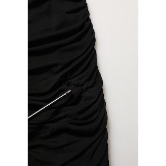 Dolce & Gabbana Black Viscose Mid Waist A-line Mini Skirt