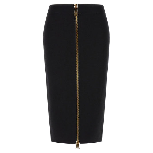 Elisabetta Franchi Black Viscose Midi Skirt
