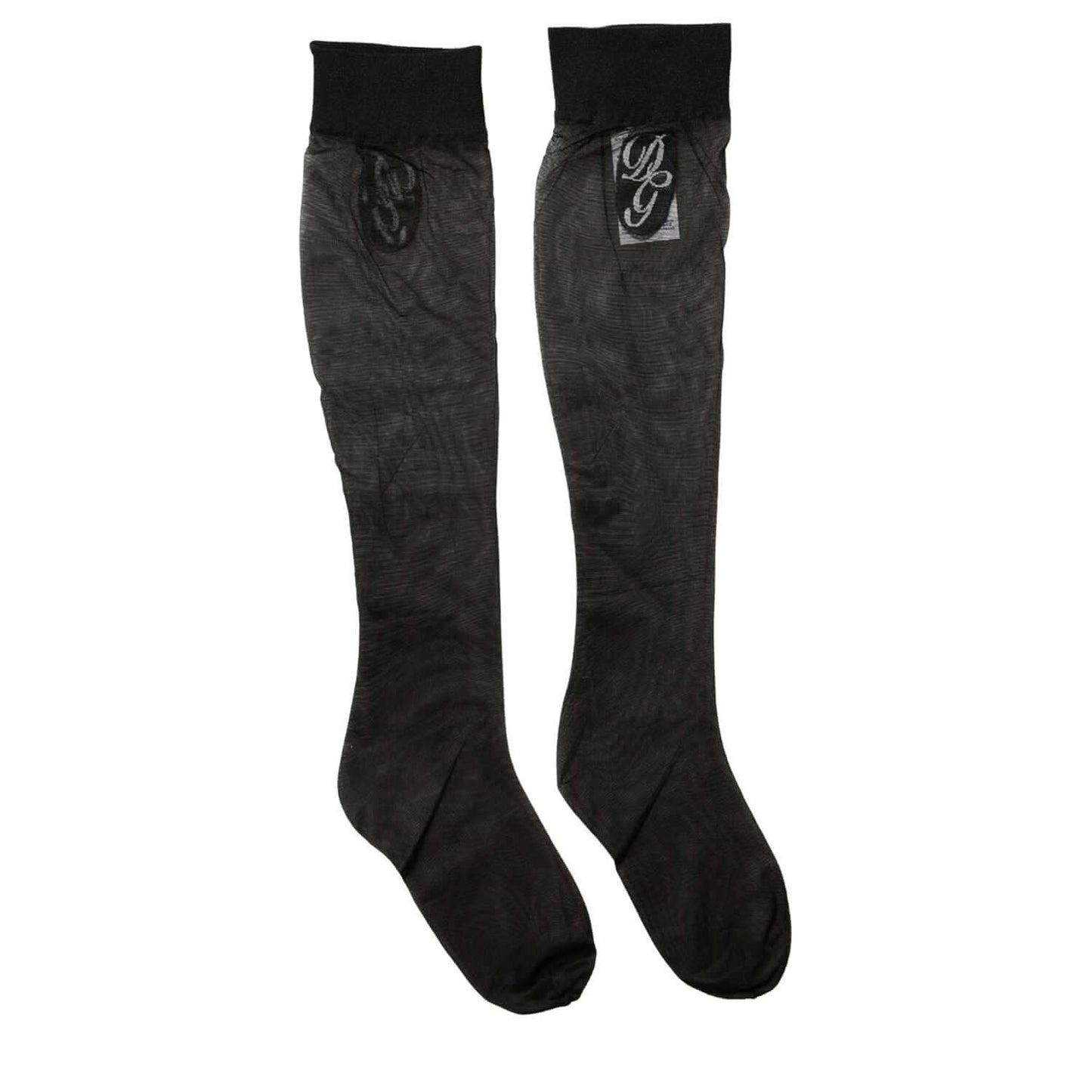 Dolce & Gabbana Black Nylon Mesh Sheer Calf Long Accessory Socks
