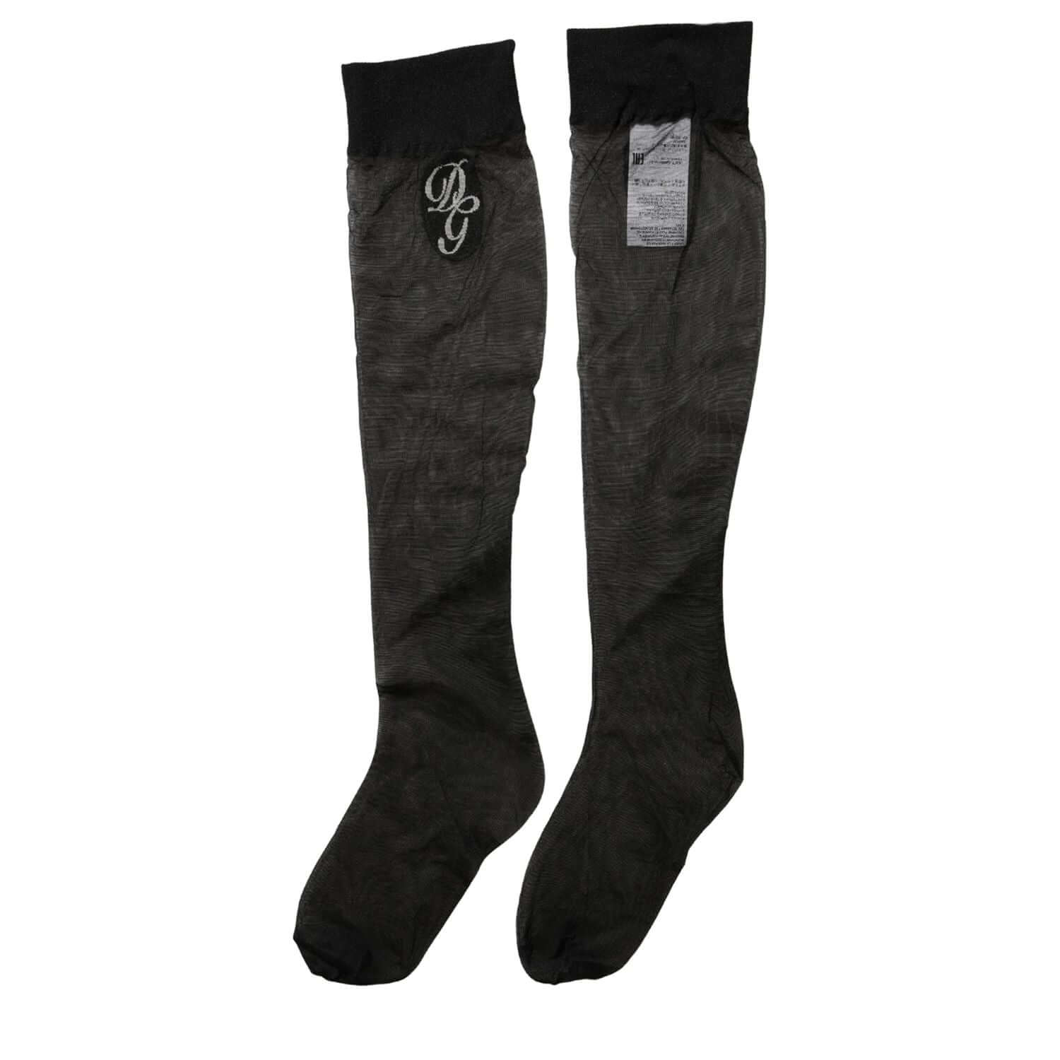 Dolce & Gabbana Black Nylon Mesh Sheer Calf Long Accessory Socks