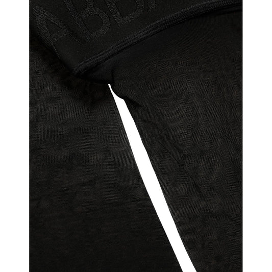Dolce & Gabbana Black Nylon Logo Calf Long Women Accessory Socks