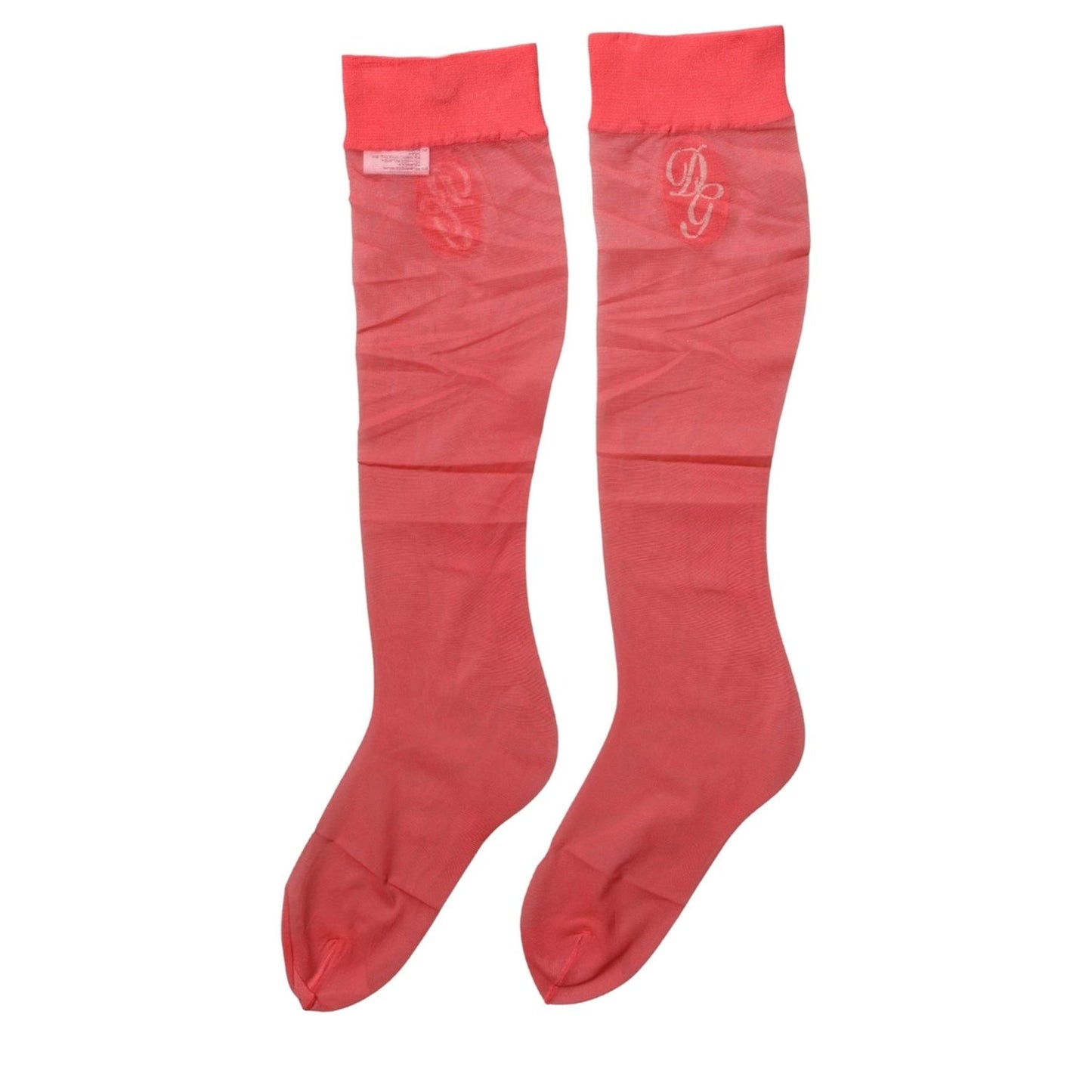 Dolce & Gabbana Red Nylon Mesh Sheer Calf Long Accessory Socks