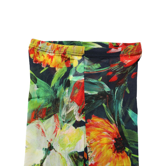 Dolce & Gabbana Black Floral Print Tights Sheer Stockings Socks