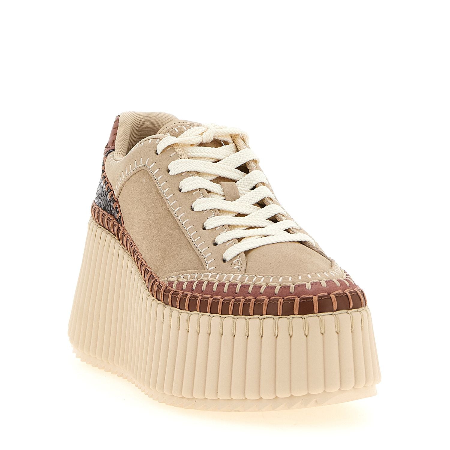 Chloé Beige Polyester Wedge Sandals
