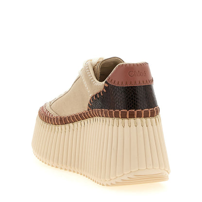 Chloé Beige Polyester Wedge Sandals