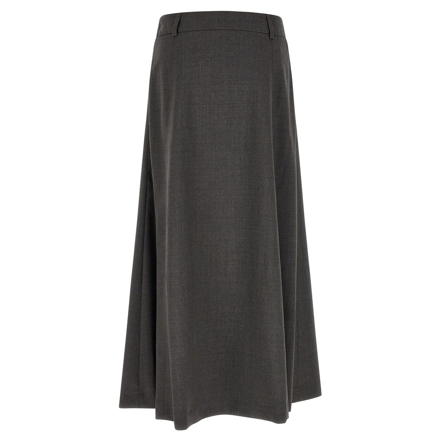 Peserico Gray Virgin Wool Midi Skirt