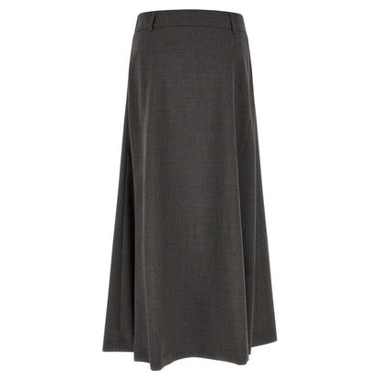 Peserico Gray Virgin Wool Midi Skirt
