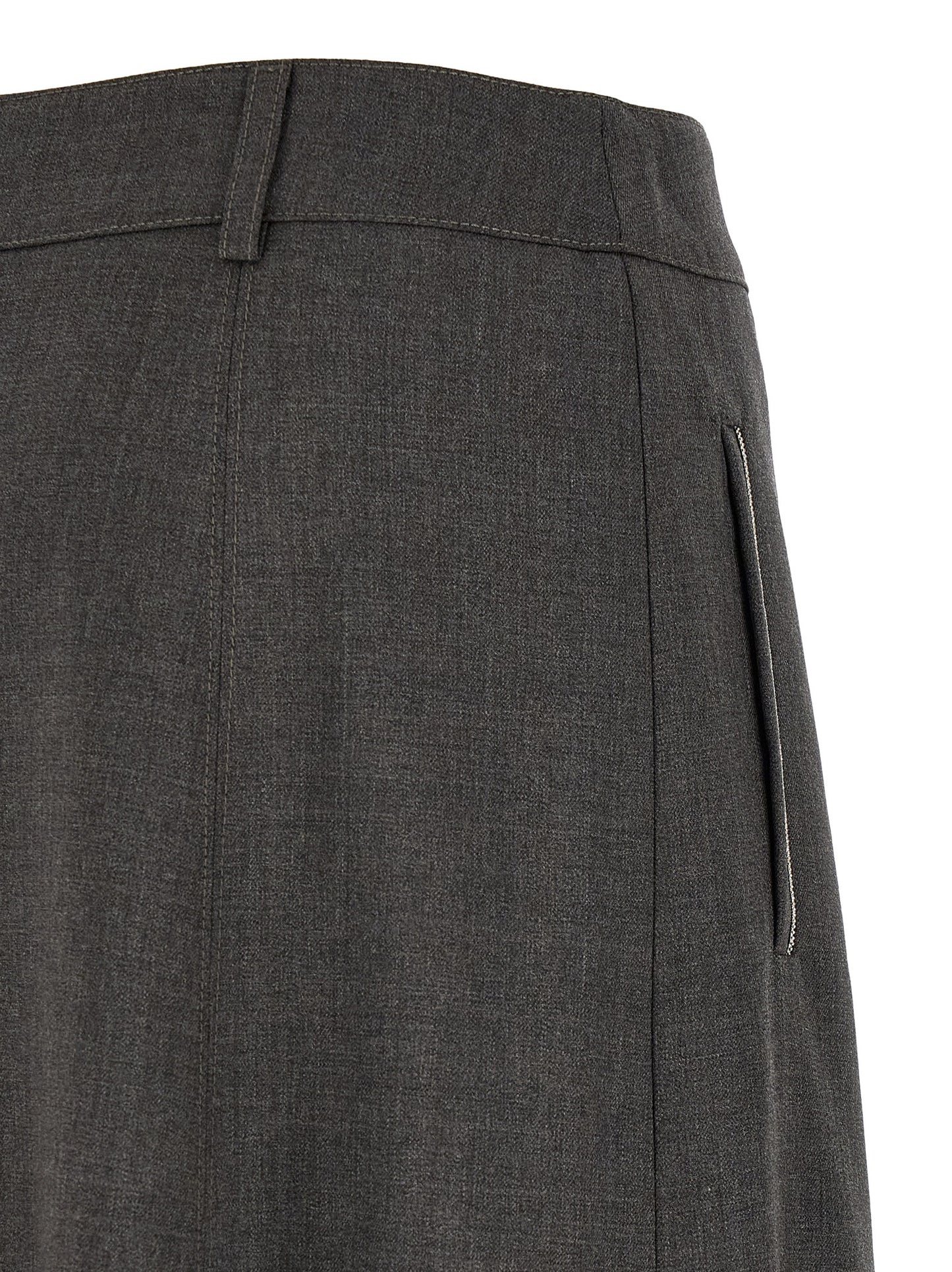 Peserico Gray Virgin Wool Midi Skirt
