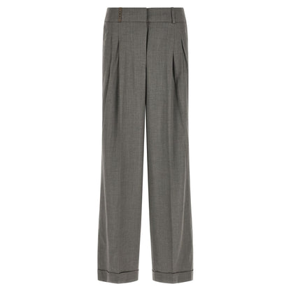 Peserico Gray Virgin Wool Casual Pants