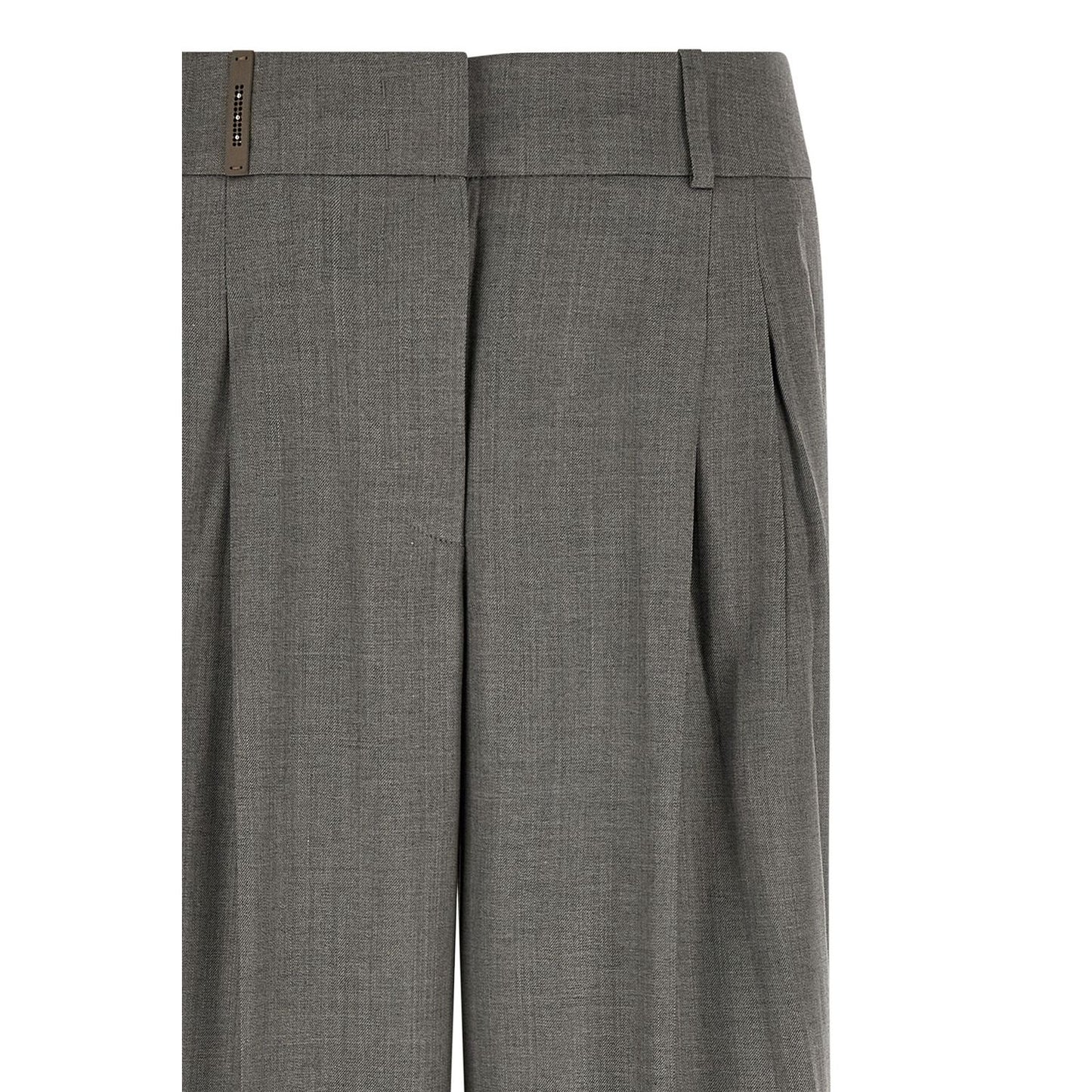 Peserico Gray Virgin Wool Casual Pants