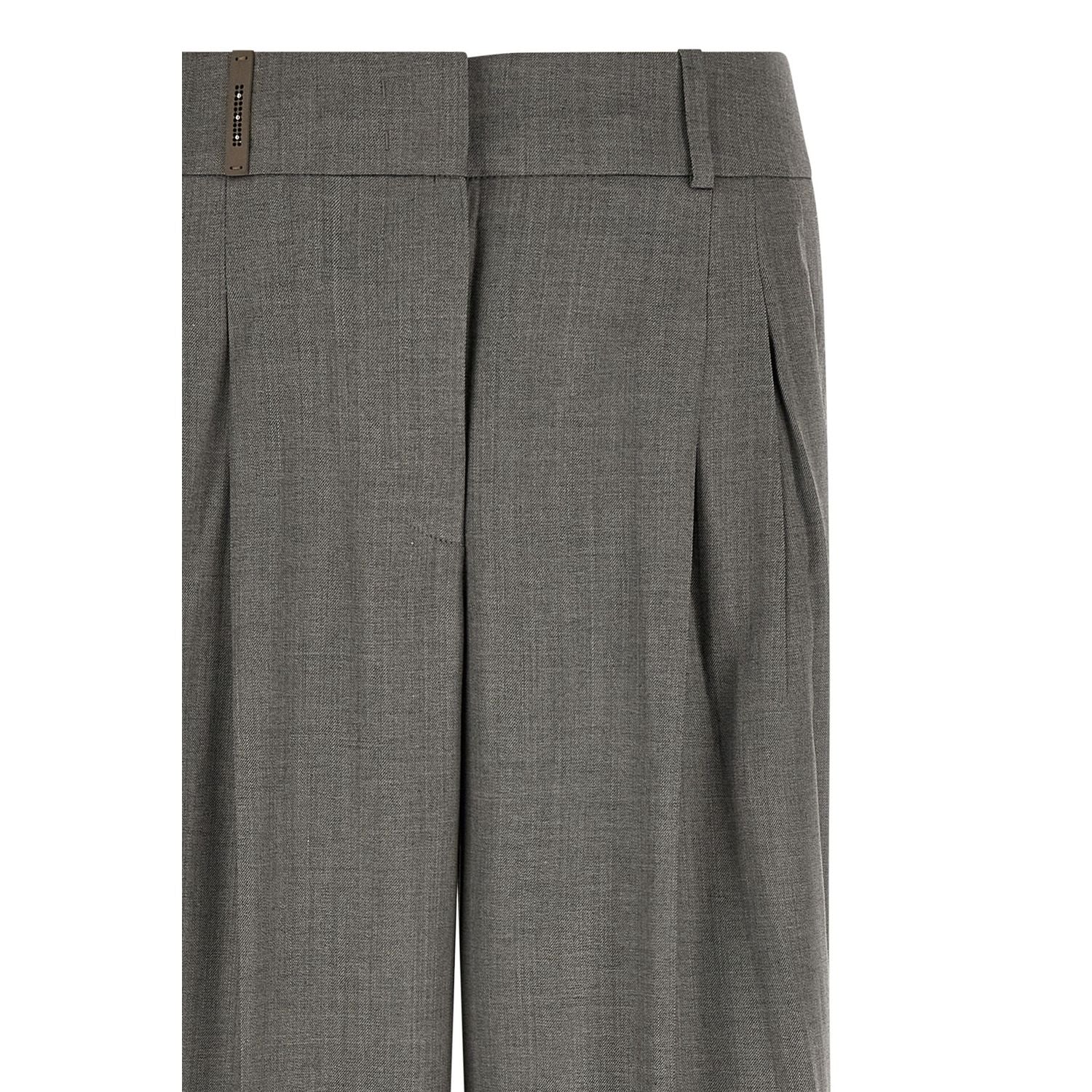 Peserico Gray Virgin Wool Casual Pants