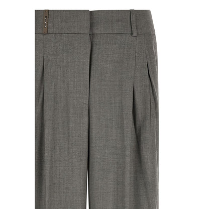 Peserico Gray Virgin Wool Casual Pants