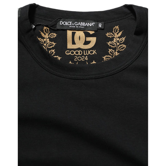 Dolce & Gabbana Black Cotton Crew Neck Short Sleeves T-shirt